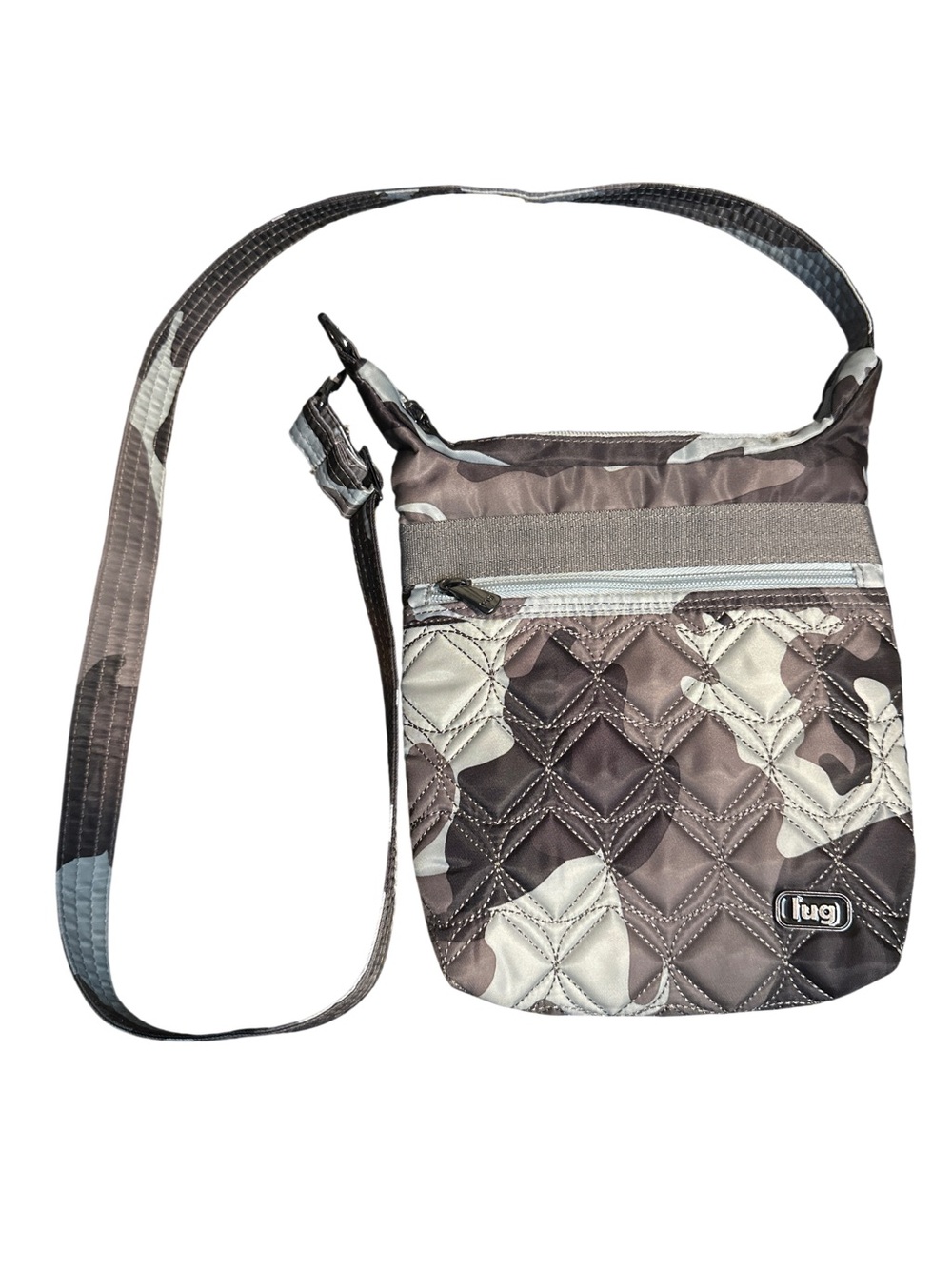 lug Quilted Crossbody Bag in Gray Camo Print, NWOT